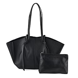 Leather Patterned Tote Bag (Size 52x10x25 cm) - Black