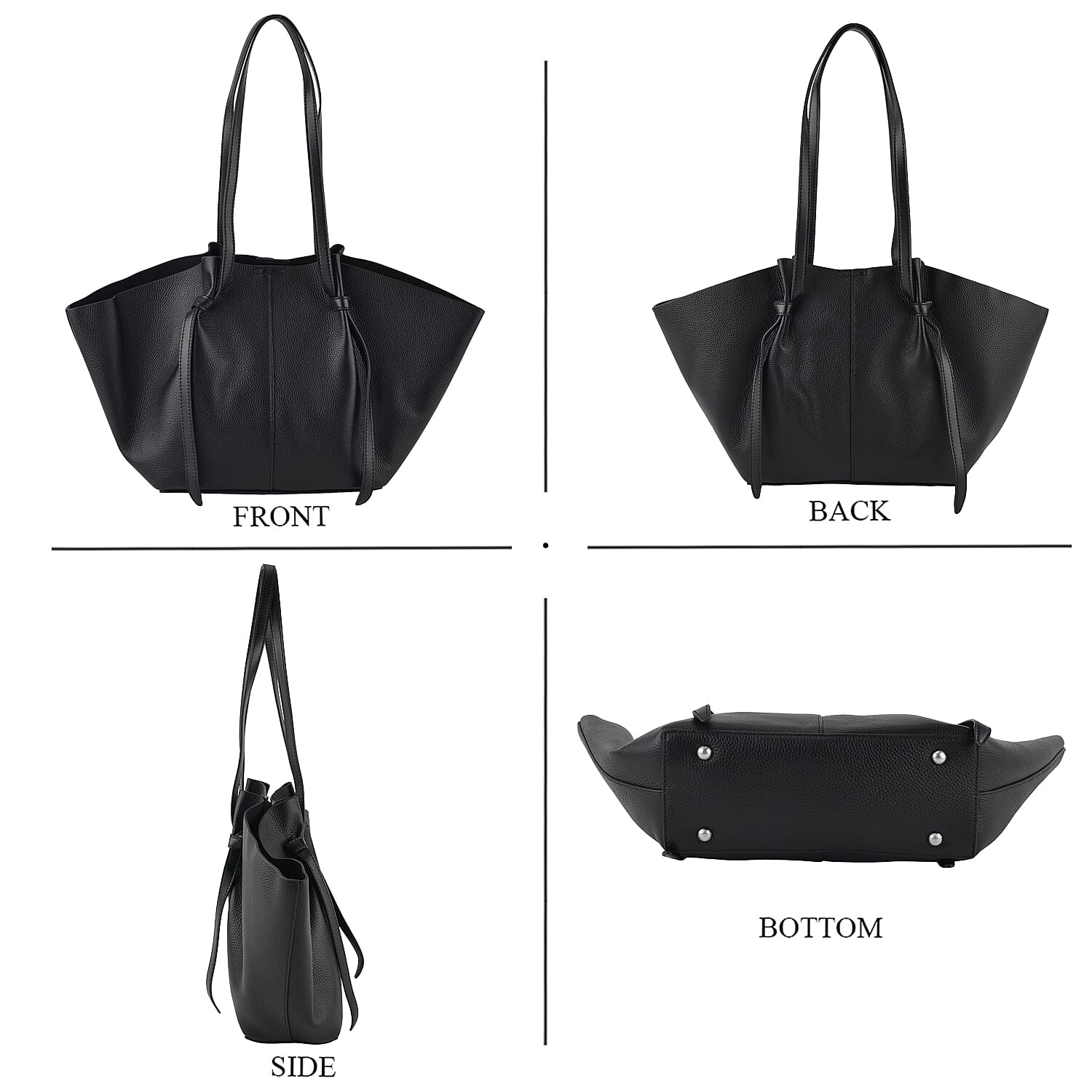 Leather Patterned Tote Bag (Size 52x10x25 cm) - Black