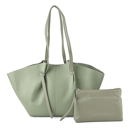 Leather Patterned Tote Bag (Size 52x10x25 cm) - Green