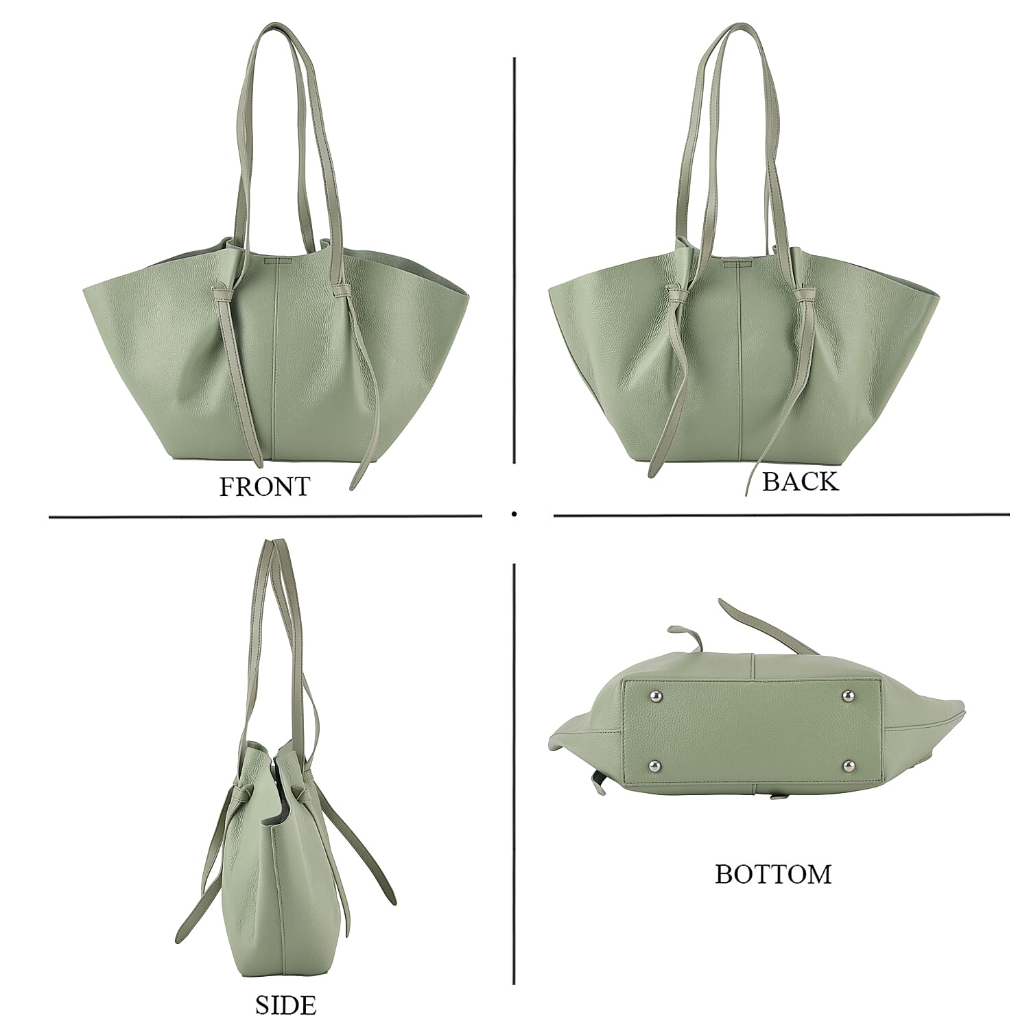 Leather Patterned Tote Bag (Size 52x10x25 cm) - Green