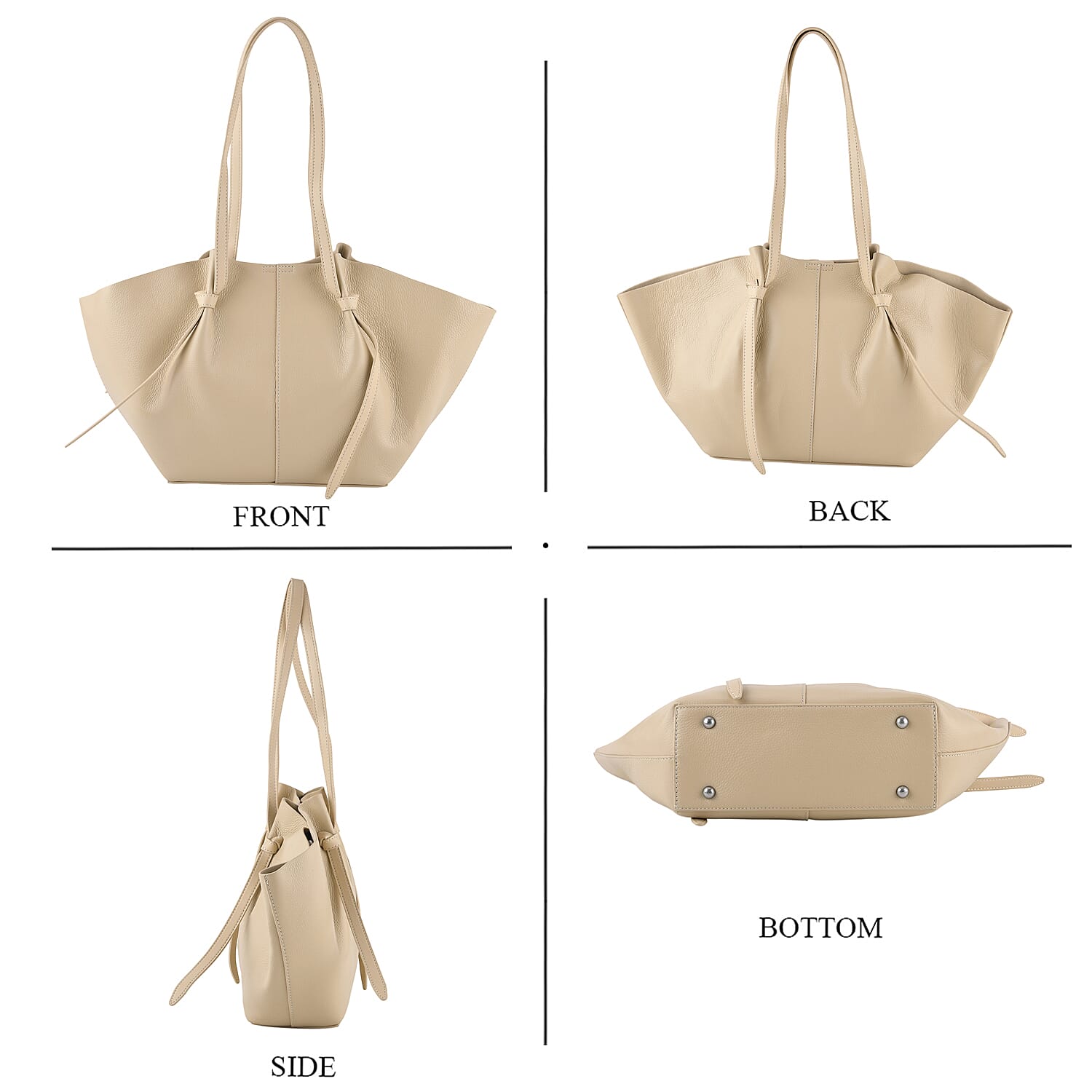 Leather Patterned Tote Bag (Size 52x10x25 cm) - Beige