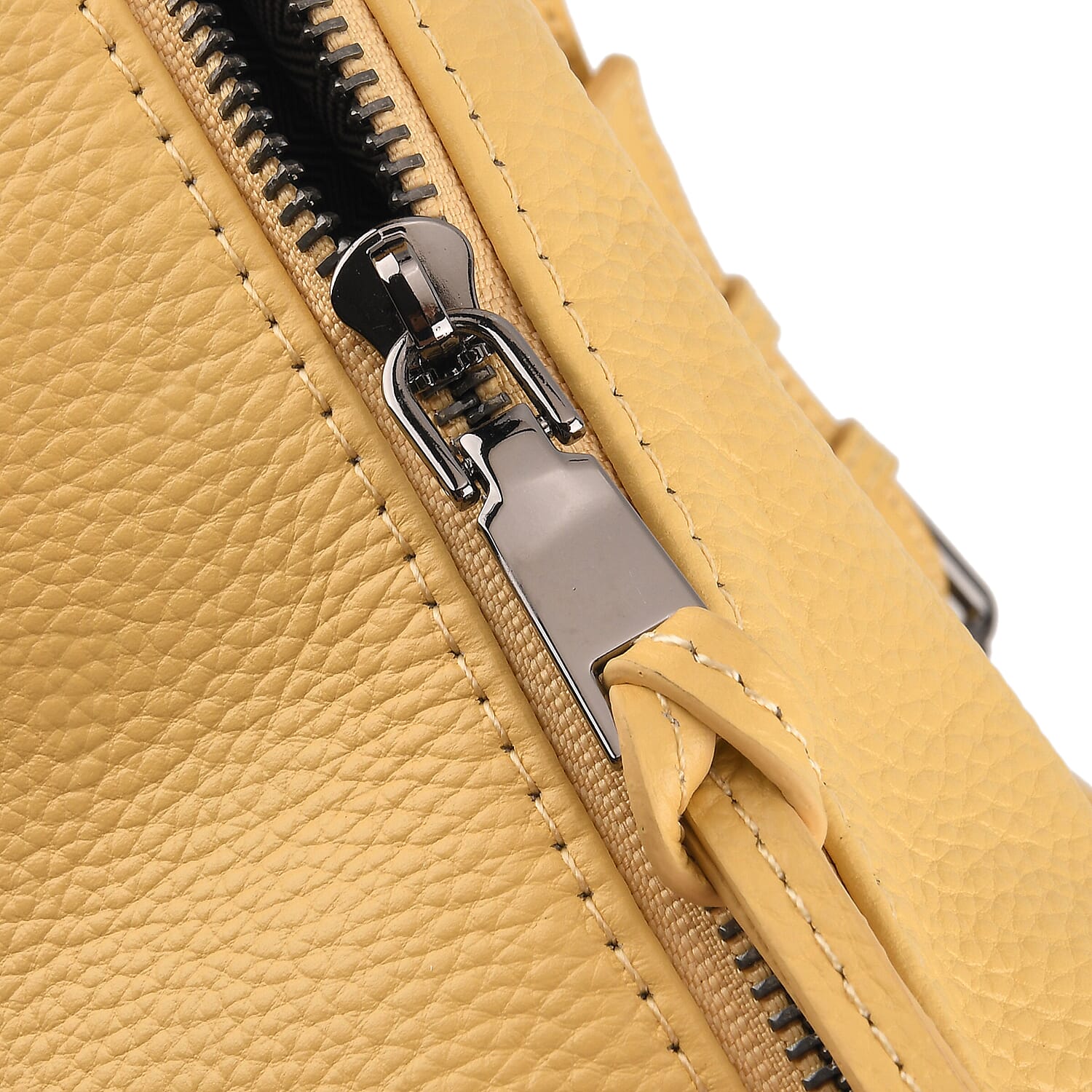 Genuine Leather Hobo Shoulder Bag With Adjustable Strap - Yellow