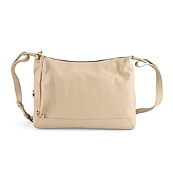 Genuine Leather Hobo Shoulder Bag With Adjustable Strap - Pink
