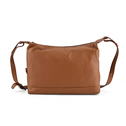 Genuine Leather Hobo Shoulder Bag With Adjustable Strap - Pink