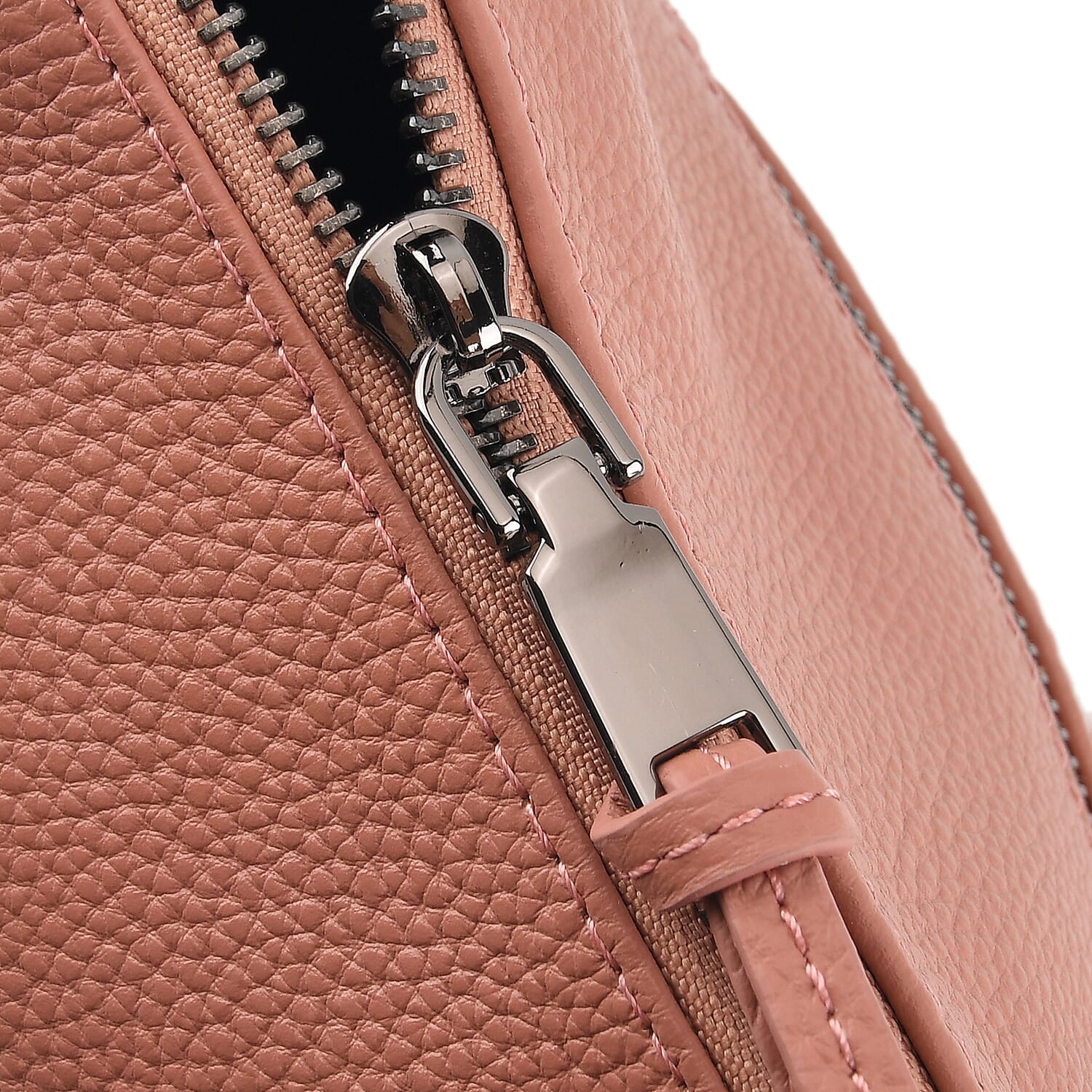 Genuine Leather Hobo Shoulder Bag With Adjustable Strap - Pink