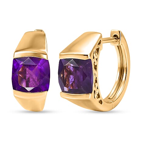 D'Joy African Amethyst Full Hoop Earring Sterling Silver  3.018  Ct.