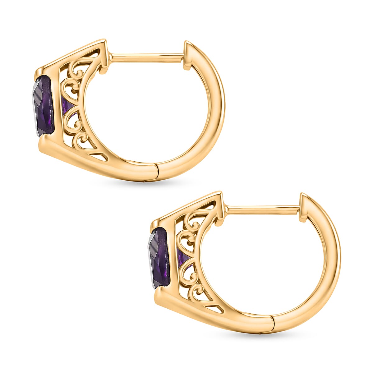 D'Joy African Amethyst Full Hoop Earring Sterling Silver  3.018  Ct.