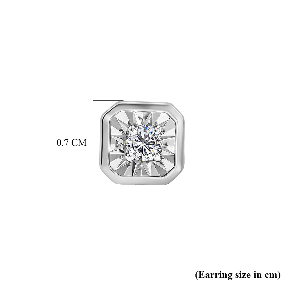Luxuriant SI-G-H Lab Grown Diamond Solitaire Stud Push Post Earring in Rhodium Overlay Sterling Silver