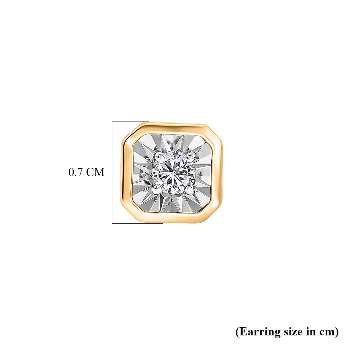 Luxuriant SI-G-H Lab Grown Diamond Solitaire Stud Push Post Earring in 18K Vermeil Yellow Gold Plated Sterling Silver