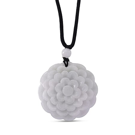White Jade Floral Necklace with Cotton Thread (Size - 28) 75.00 Ct. White Jade Floral Necklace with Cotton Thread (Size - 28) 75.00 Ct.