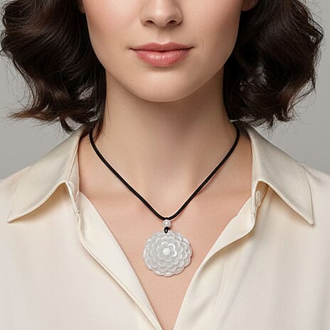White Jade Floral Necklace with Cotton Thread (Size - 28) 75.00 Ct.
