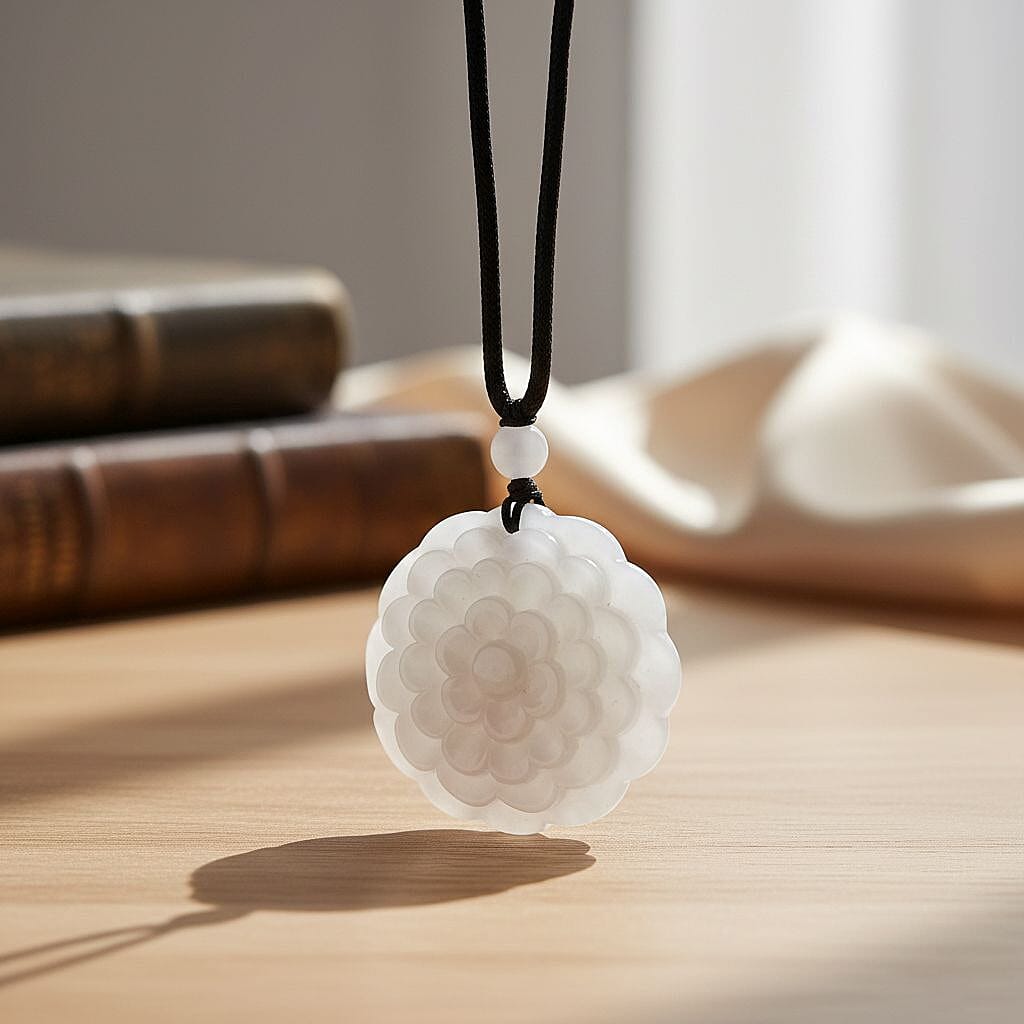 White Jade Stone Necklace  75.000  Ct.