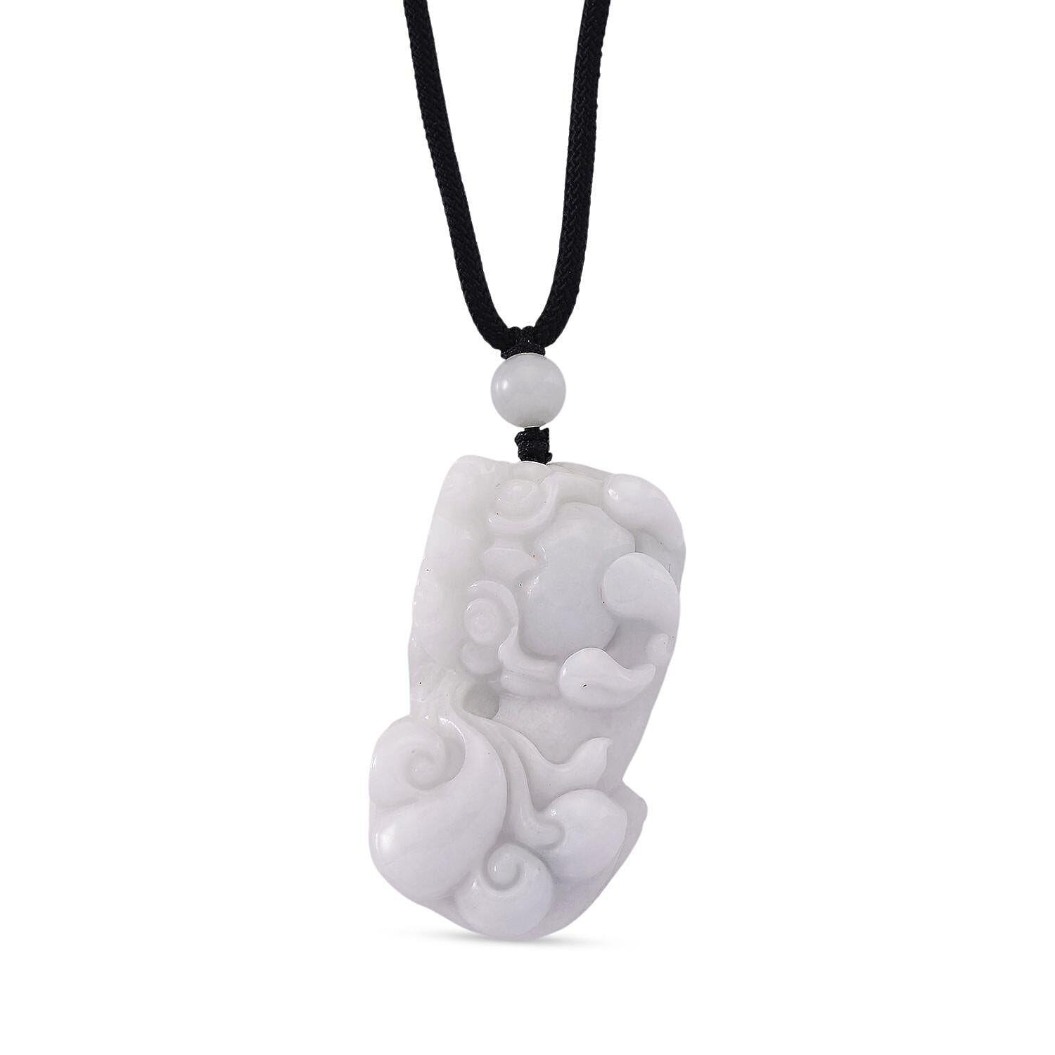 White Jade Adjustable Pixiu Necklace with Cotton Thread (Size - 28) 125.00 Ct.