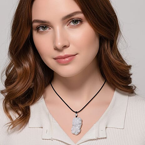 White Jade Adjustable Pixiu Necklace with Cotton Thread (Size - 28) 125.00 Ct.