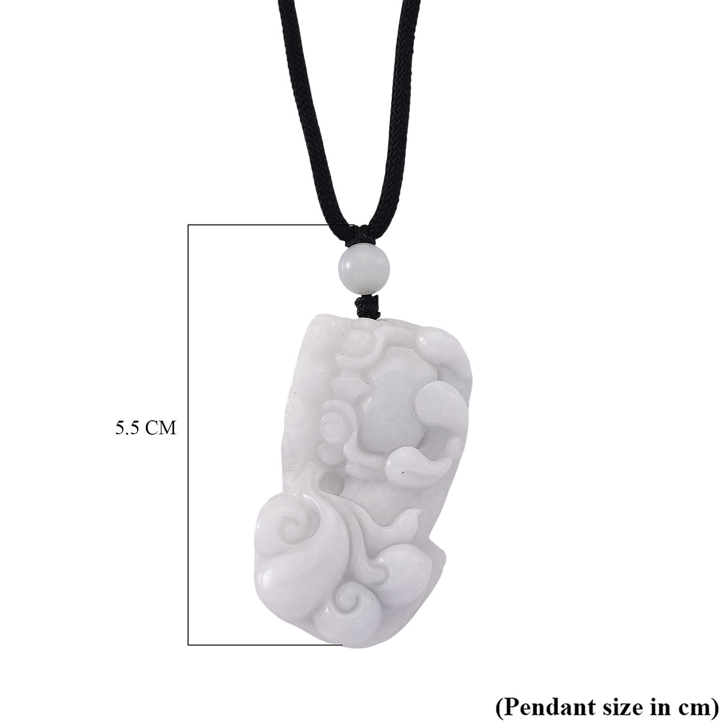White Jade Adjustable Pixiu Necklace with Cotton Thread (Size - 28) 125.00 Ct.