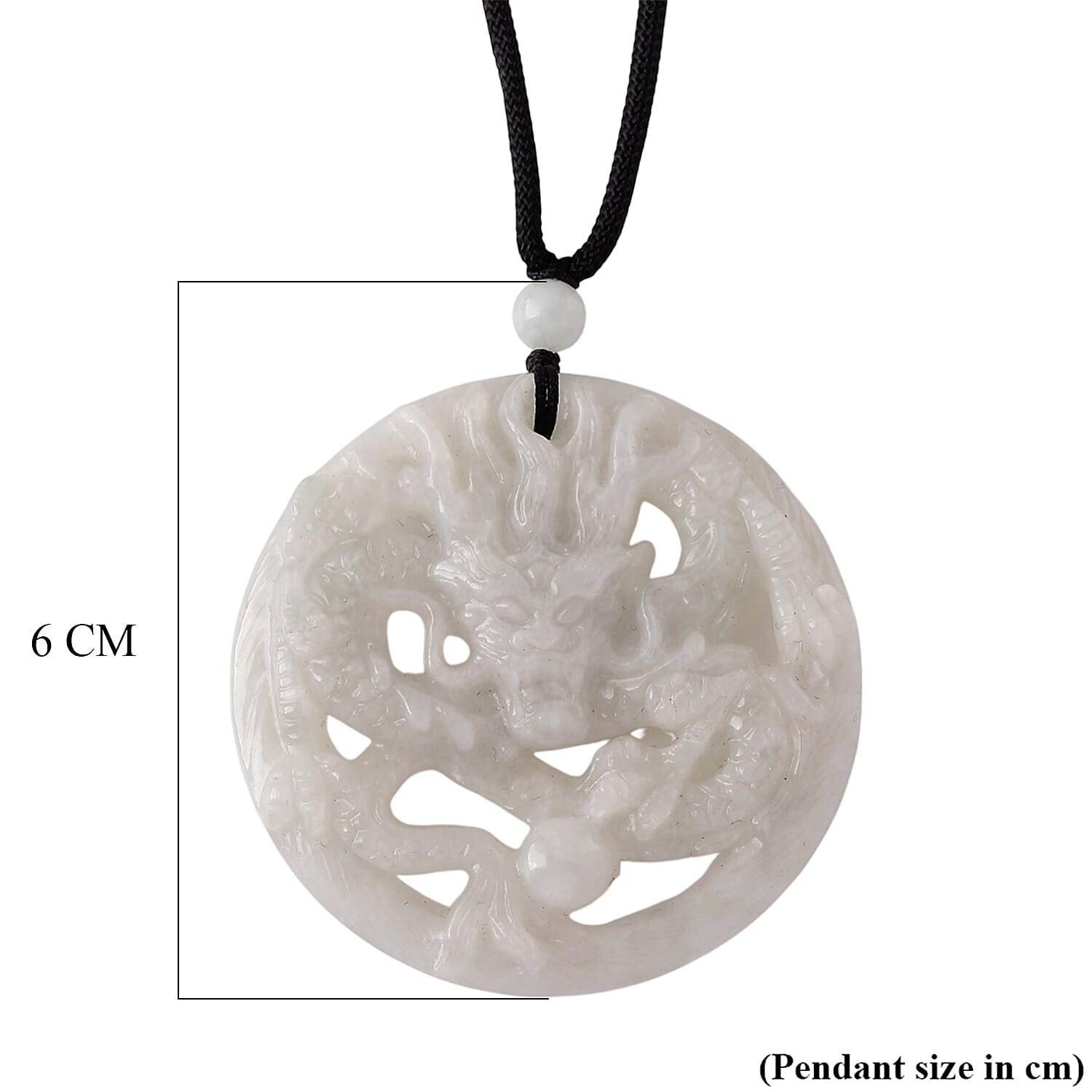 White Jade Adjustable Dragon Necklace with Cotton Thread (Size - 28) 165.00 Ct.