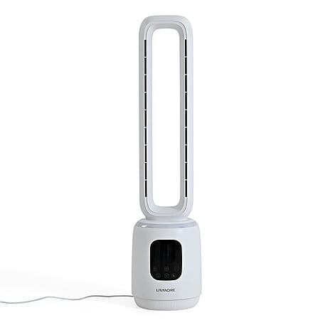 LIVMORE Bladeless Fan With 24 Wind Speeds & Air Purifier Anion Funtion With Optional LED Light Feature and Remote Control (40W- Costs 1p Per Hour)