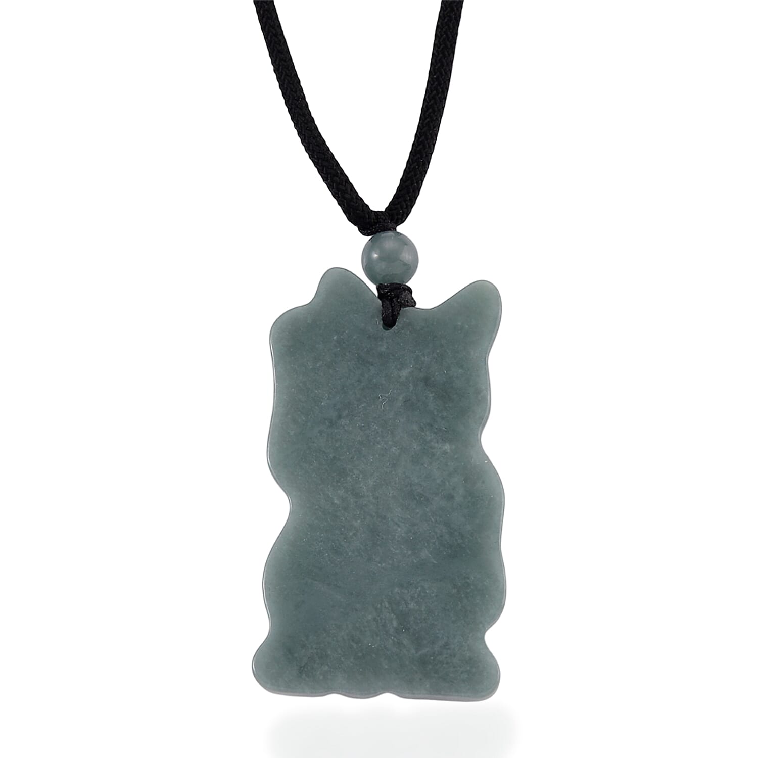 Natural Jade Adjustable Maneki Neko Necklace with Cotton Thread (Size - 28) 65.00 Ct.