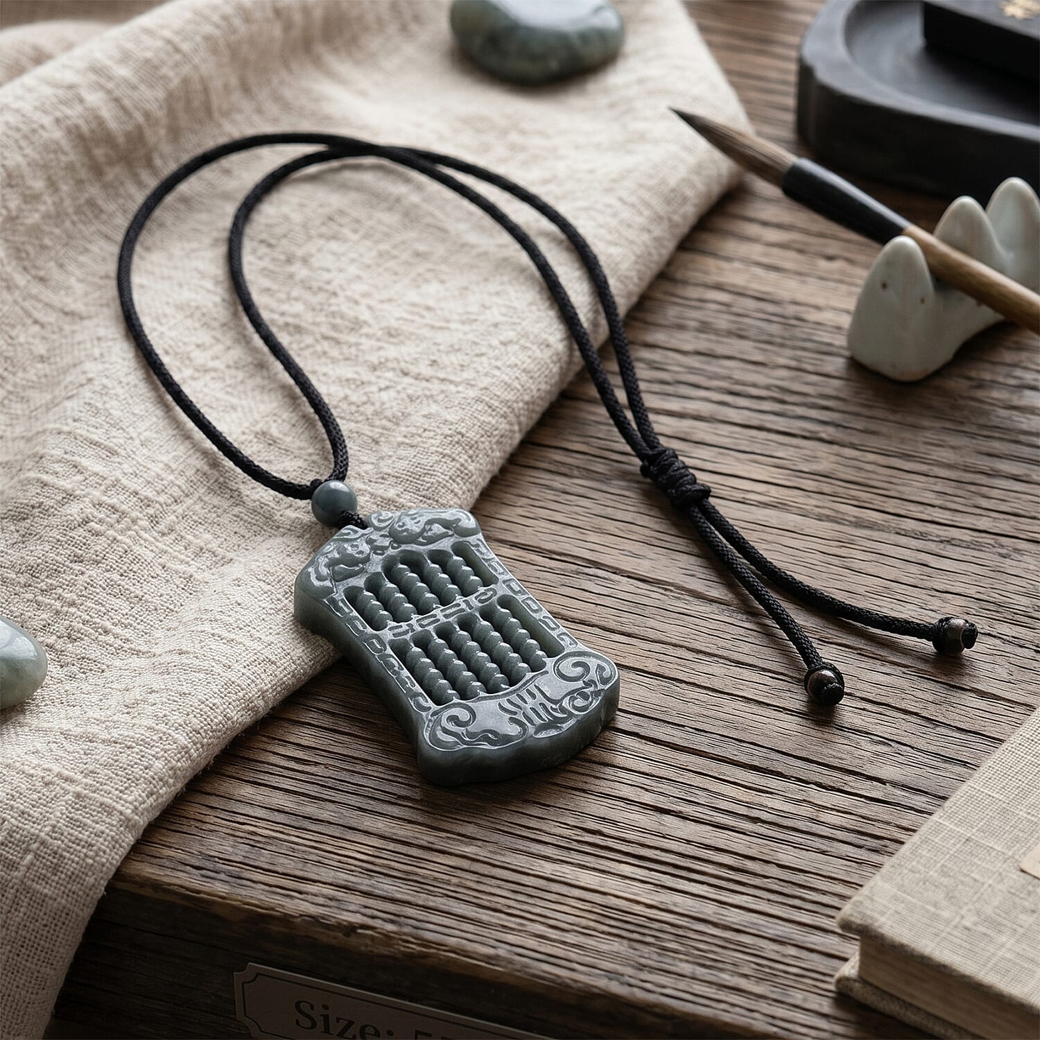 Natural Jade Adjustable Necklace with Cotton Thread (Size - 28) 80.00 Ct.