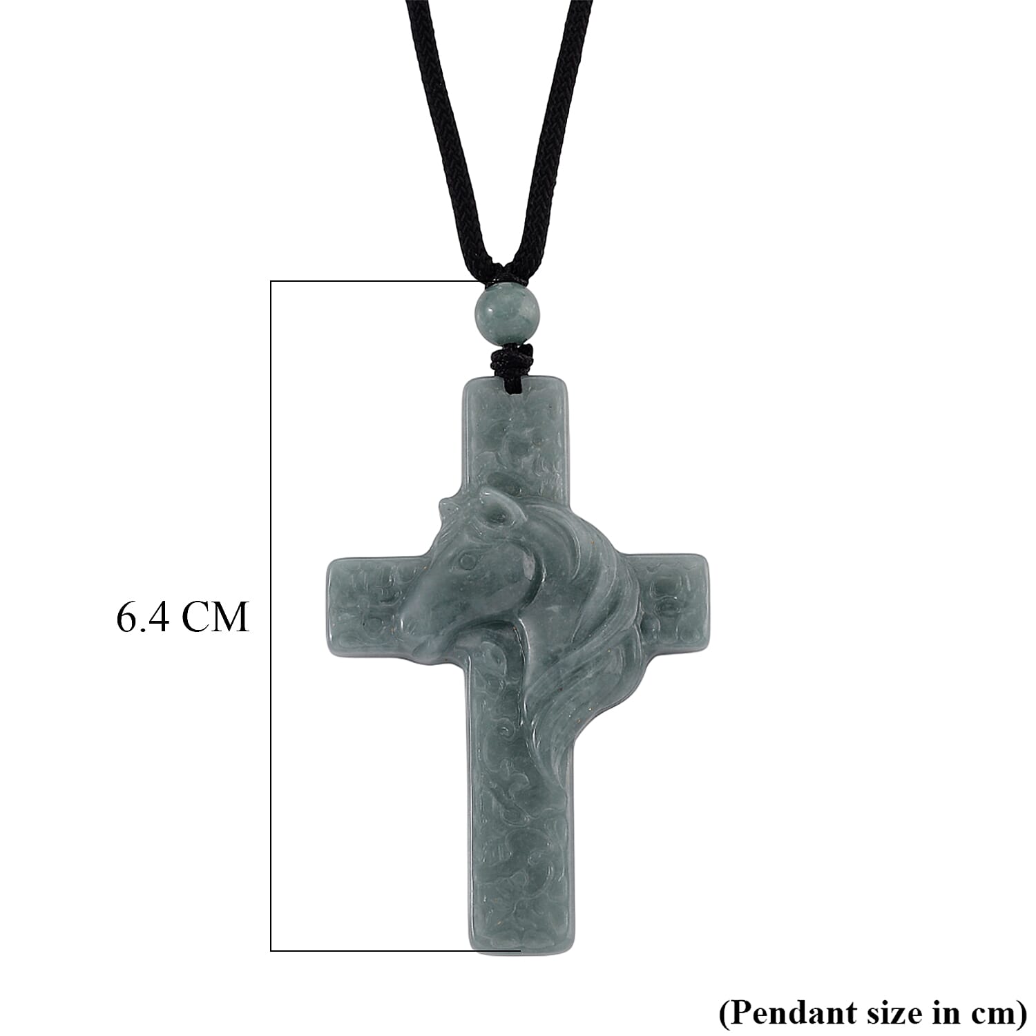 Natural Jade Adjustable Cross Necklace with Cotton Thread (Size - 28) 45.00 Ct.