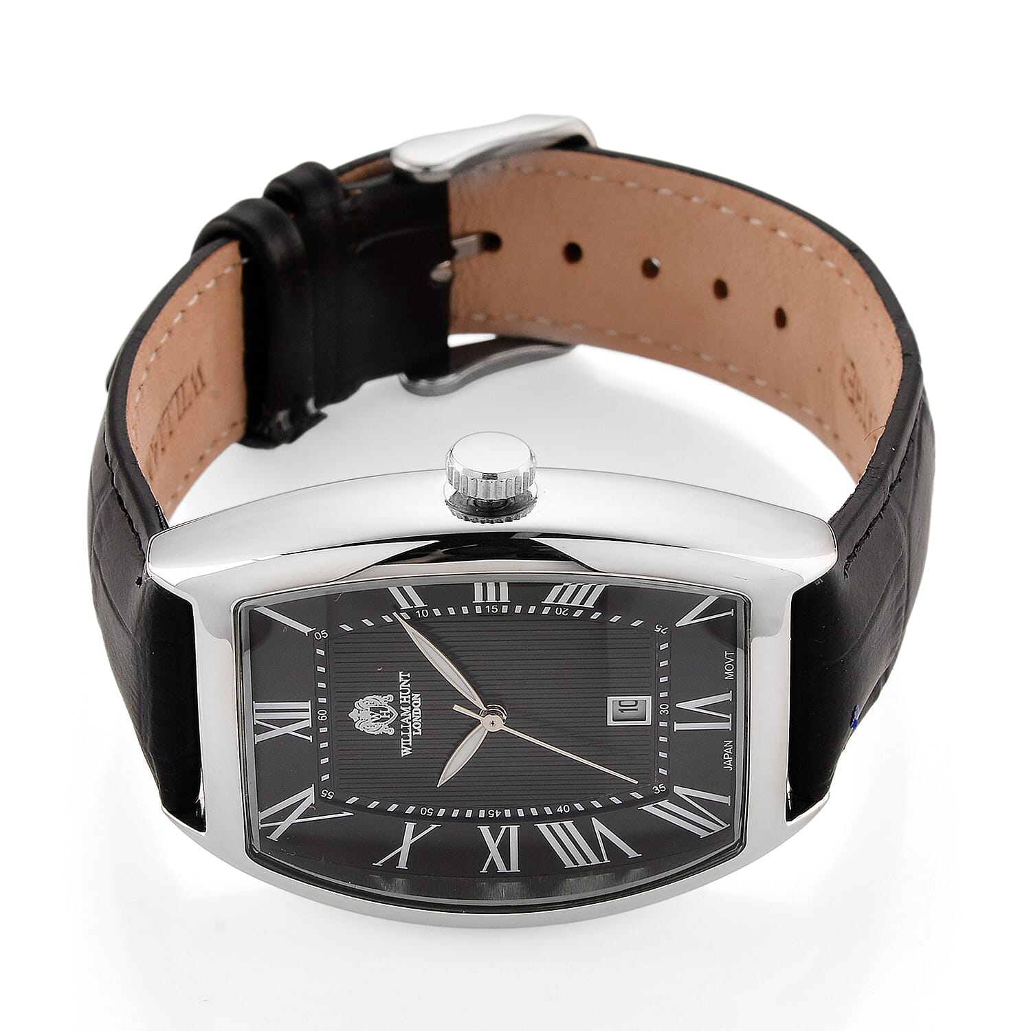 WILLIAM HUNT Limited Edition Japanese Miyota Movement 3ATM Water Resistant Watch With Genuine Leather Strap & Presentation Box - Black