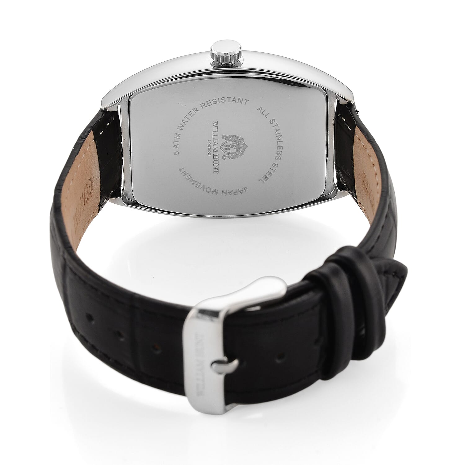 WILLIAM HUNT Limited Edition Japanese Miyota Movement 3ATM Water Resistant Watch With Genuine Leather Strap & Presentation Box - Black