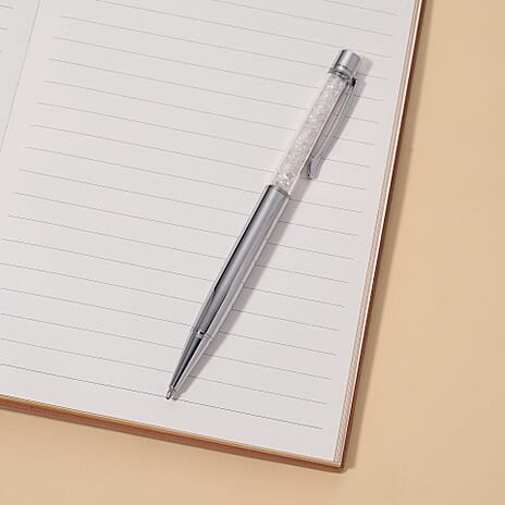 White Colour Moissanite Pen in Silver Tone