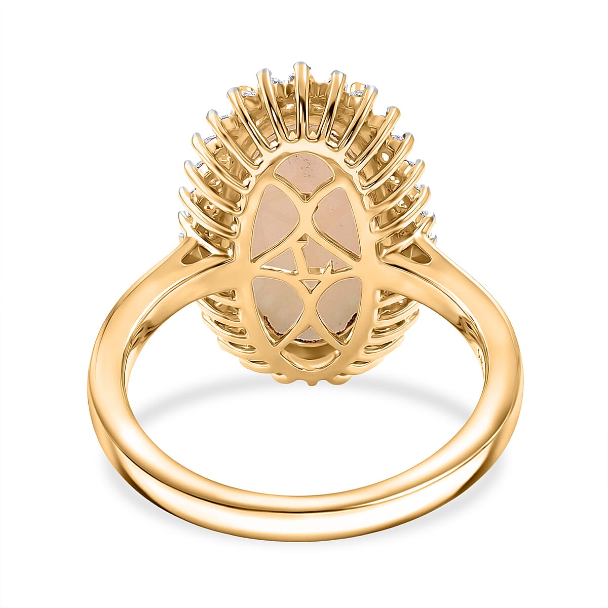 Luxuriant Ethiopian Opal & SI-G-H Lab Grown Diamond Halo Ring in 18K Vermeil Yellow Gold Plated Sterling Silver 3.34 Ct.