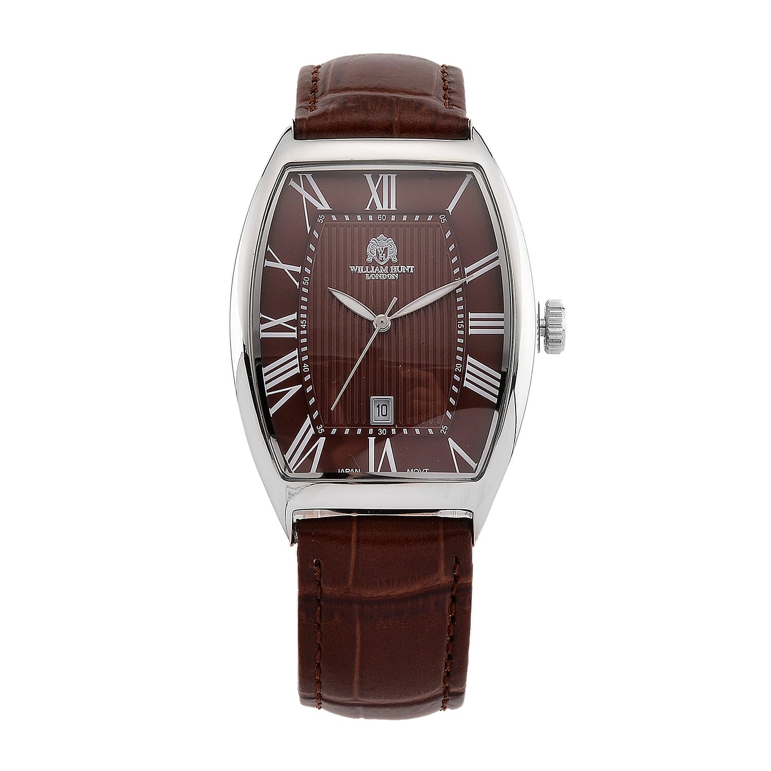 WILLIAM HUNT Limited Edition Japanese Miyota Movement 3ATM Water Resistant Watch With Genuine Leather Strap & Presentation Box - Brown