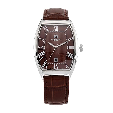 WILLIAM HUNT Limited Edition Japanese Miyota Movement 3ATM Water Resistant Watch With Genuine Leather Strap & Presentation Box - Brown