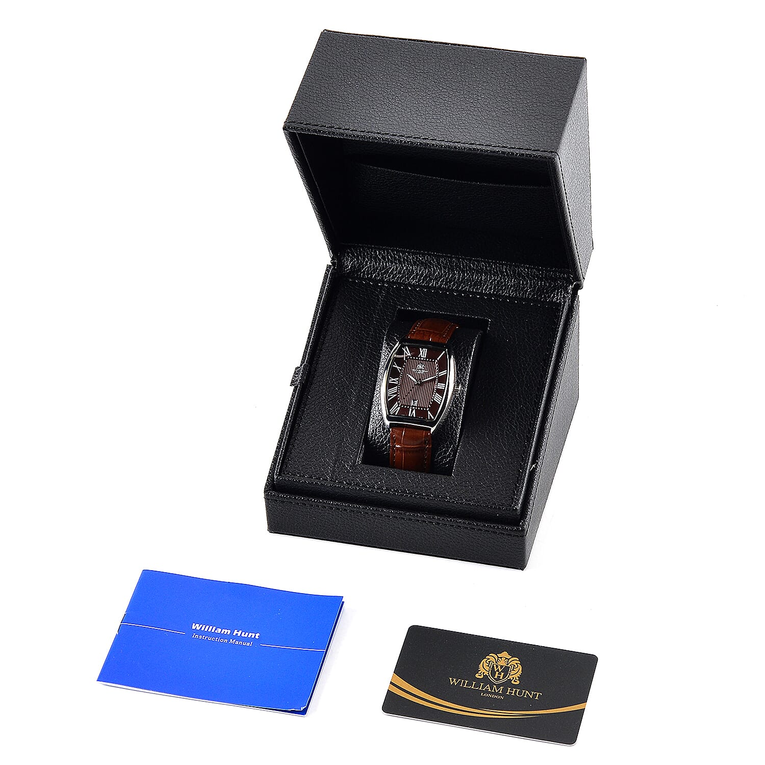WILLIAM HUNT Limited Edition Japanese Miyota Movement 3ATM Water Resistant Watch With Genuine Leather Strap & Presentation Box - Brown