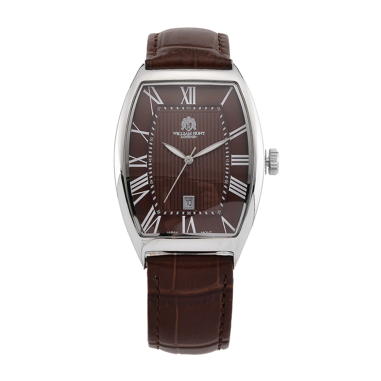 WILLIAM HUNT Limited Edition Japanese Miyota Movement 3ATM Water Resistant Watch With Genuine Leather Strap & Presentation Box - Brown