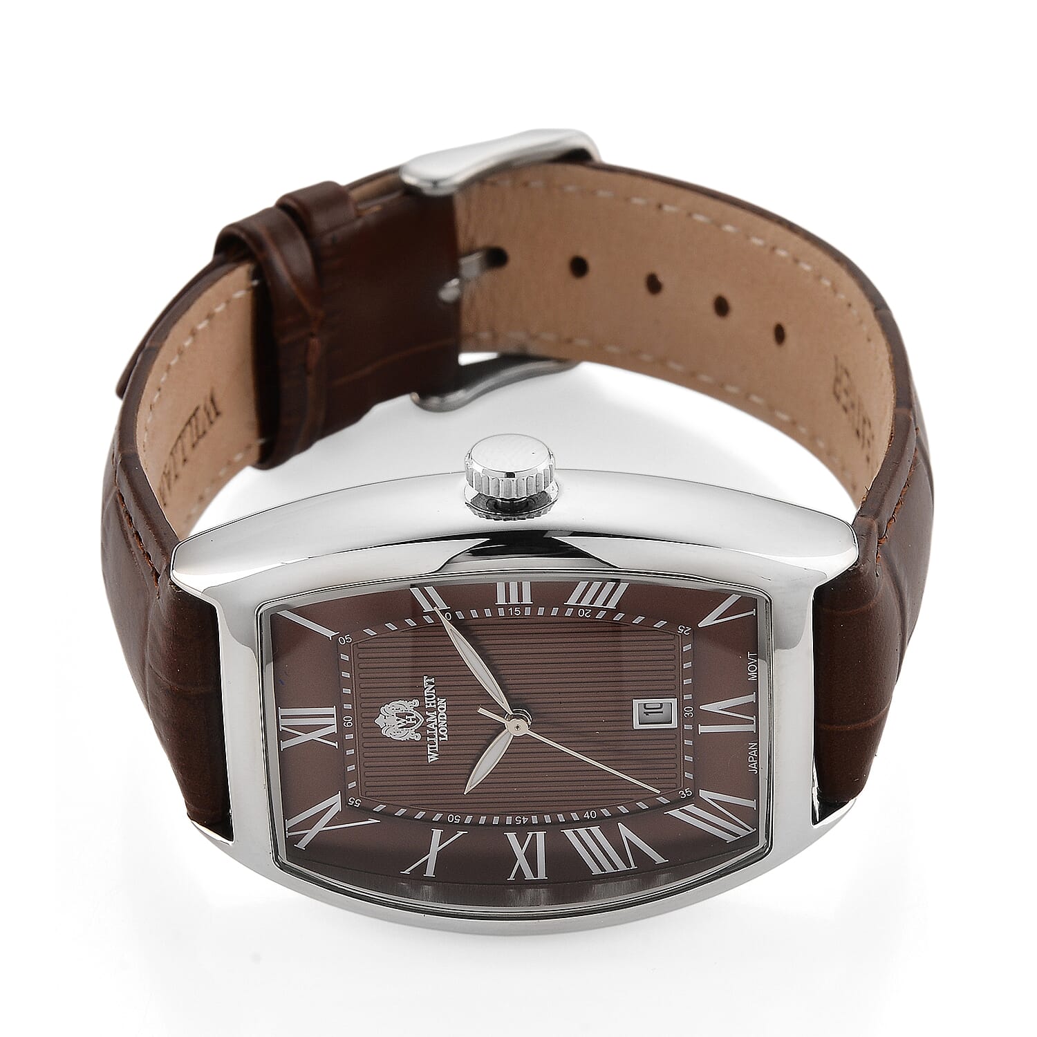 WILLIAM HUNT Limited Edition Japanese Miyota Movement 3ATM Water Resistant Watch With Genuine Leather Strap & Presentation Box - Brown