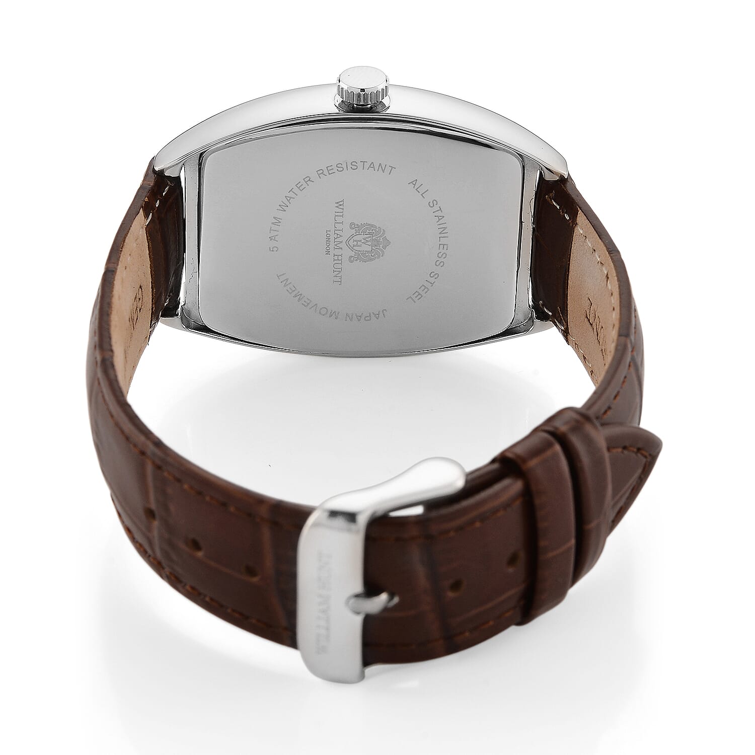 WILLIAM HUNT Limited Edition Japanese Miyota Movement 3ATM Water Resistant Watch With Genuine Leather Strap & Presentation Box - Brown
