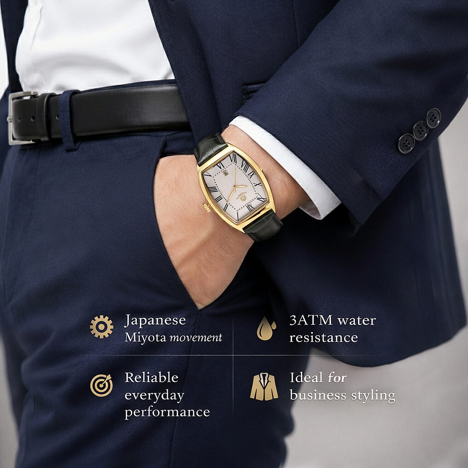 WILLIAM HUNT Limited Edition Japanese Miyota Movement 3ATM Water Resistant Watch With Genuine Leather Strap & Presentation Box - White