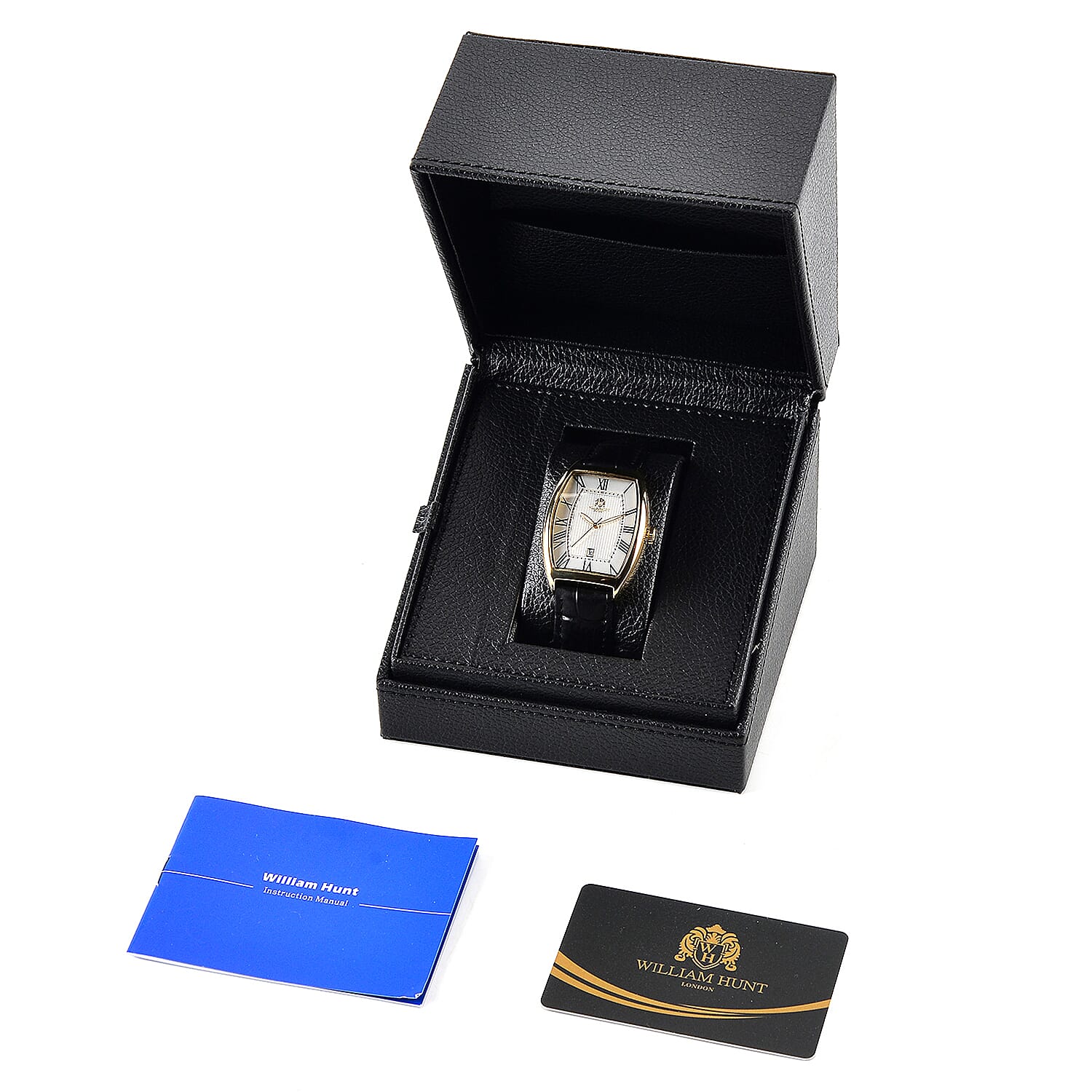 WILLIAM HUNT Limited Edition Japanese Miyota Movement 3ATM Water Resistant Watch With Genuine Leather Strap & Presentation Box - White