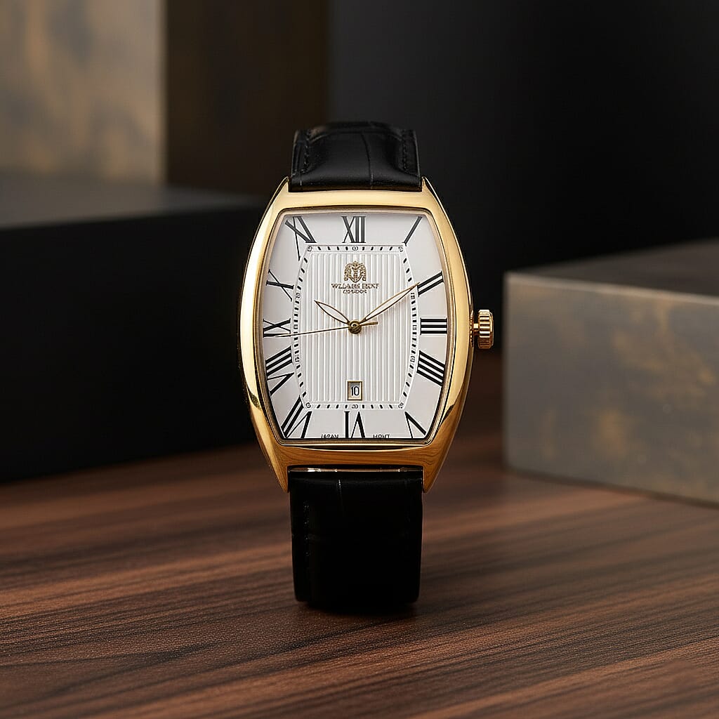 WILLIAM HUNT Limited Edition Japanese Miyota Movement 3ATM Water Resistant Watch With Genuine Leather Strap & Presentation Box - White