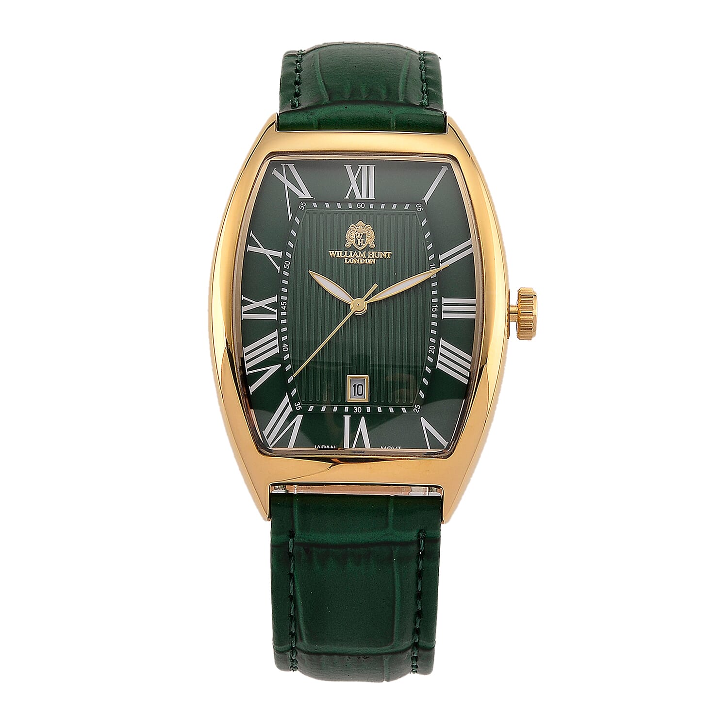 WILLIAM HUNT Limited Edition Japanese Miyota Movement 3ATM Water Resistant Watch With Genuine Leather Strap & Presentation Box - Green