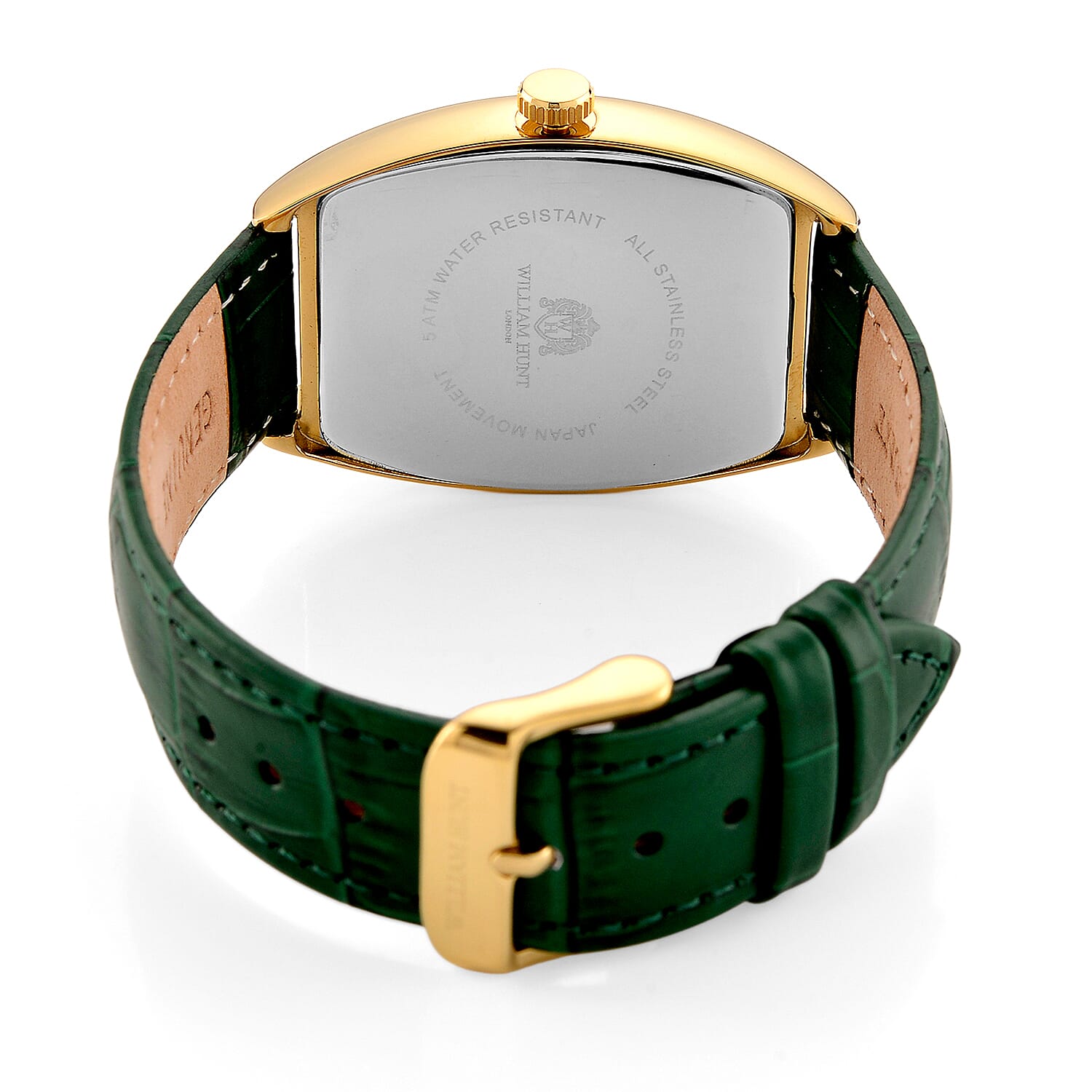 WILLIAM HUNT Limited Edition Japanese Miyota Movement 3ATM Water Resistant Watch With Genuine Leather Strap & Presentation Box - Green