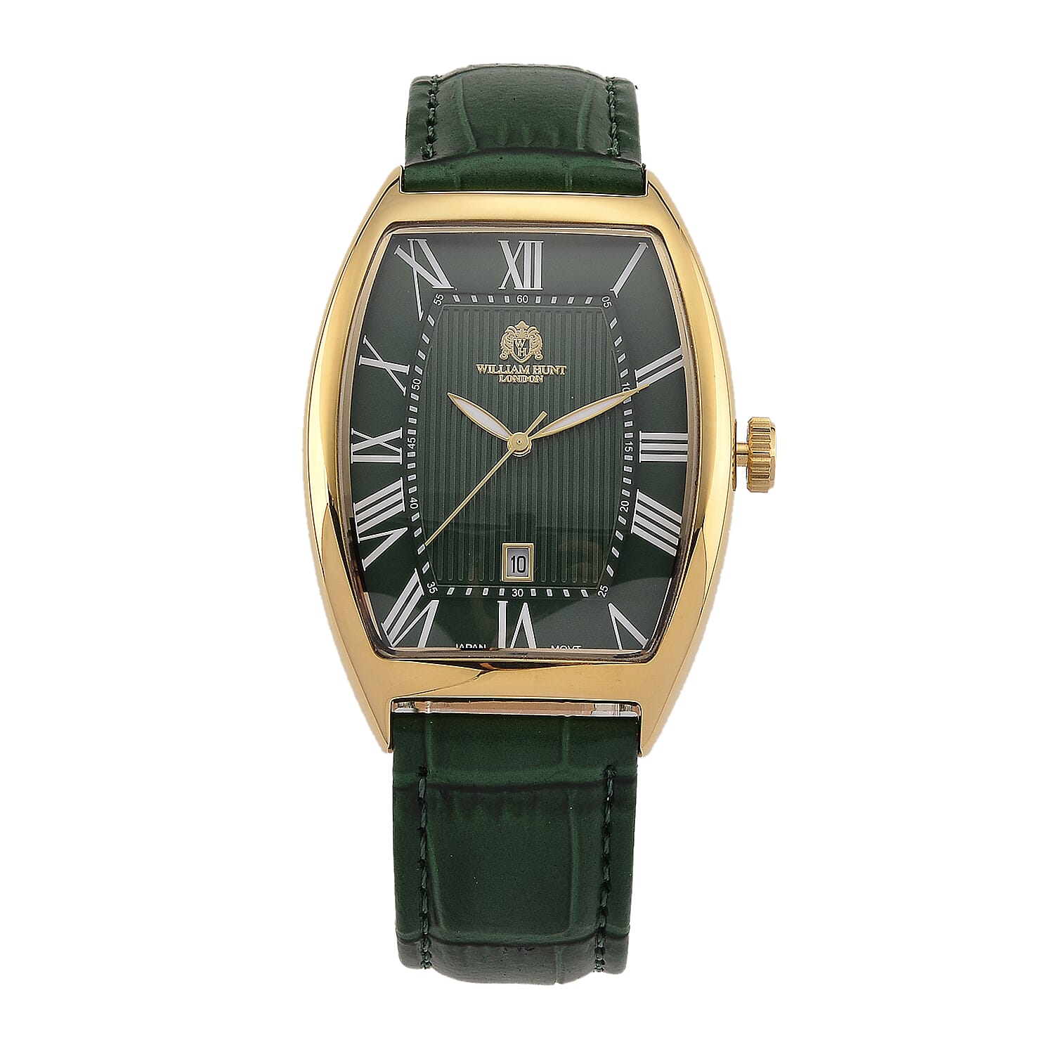 WILLIAM HUNT Limited Edition Japanese Miyota Movement 3ATM Water Resistant Watch With Genuine Leather Strap & Presentation Box - Green