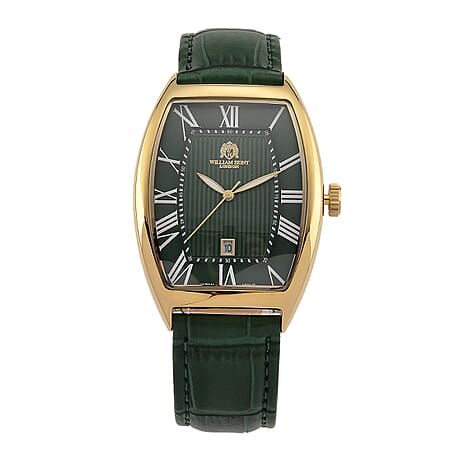 WILLIAM HUNT Limited Edition Japanese Miyota Movement 3ATM Water Resistant Watch With Genuine Leather Strap & Presentation Box - Green