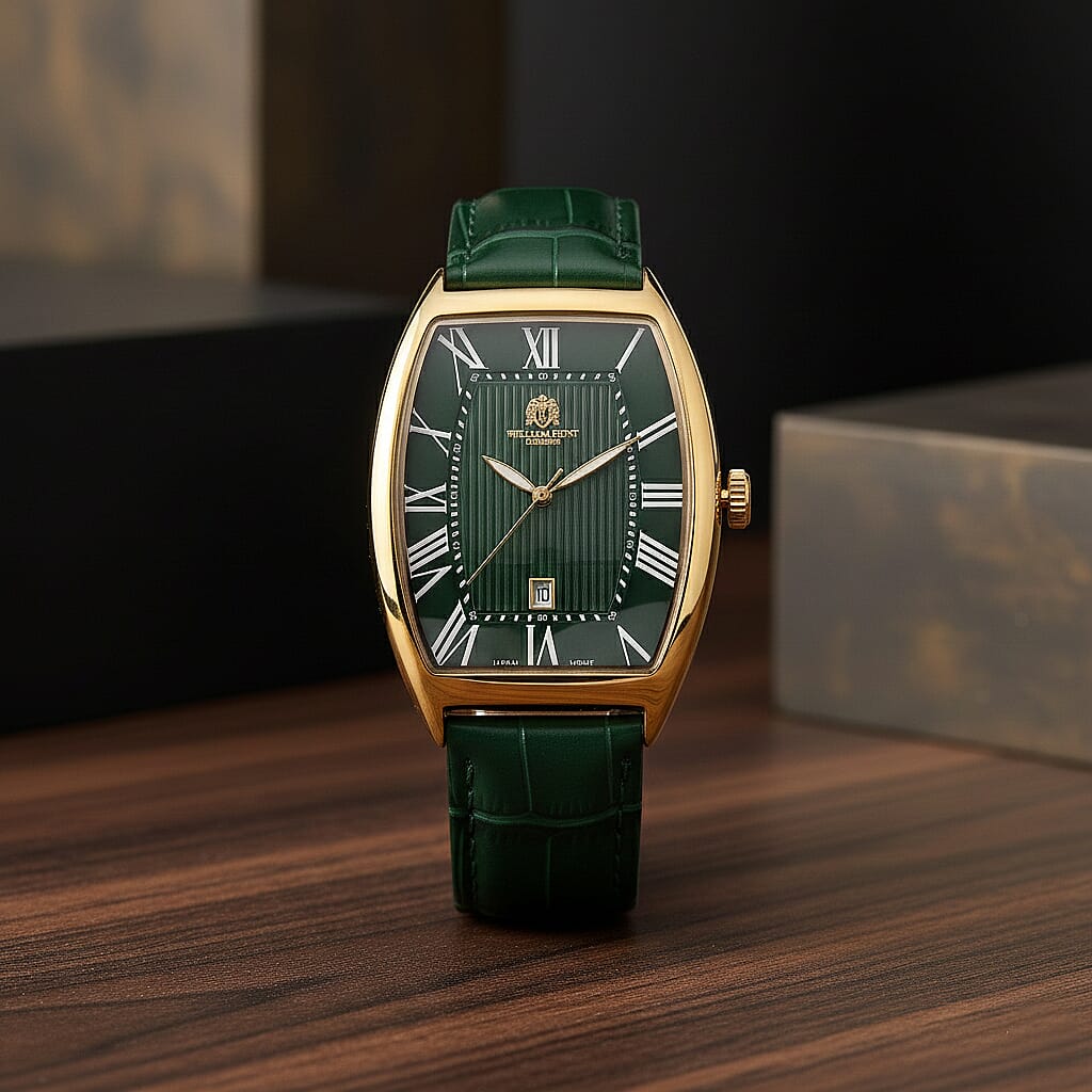 WILLIAM HUNT Limited Edition Japanese Miyota Movement 3ATM Water Resistant Watch With Genuine Leather Strap & Presentation Box - Green