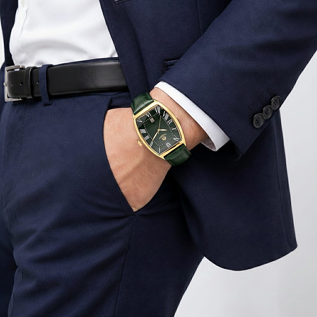 WILLIAM HUNT Limited Edition Japanese Miyota Movement 3ATM Water Resistant Watch With Genuine Leather Strap & Presentation Box - Green