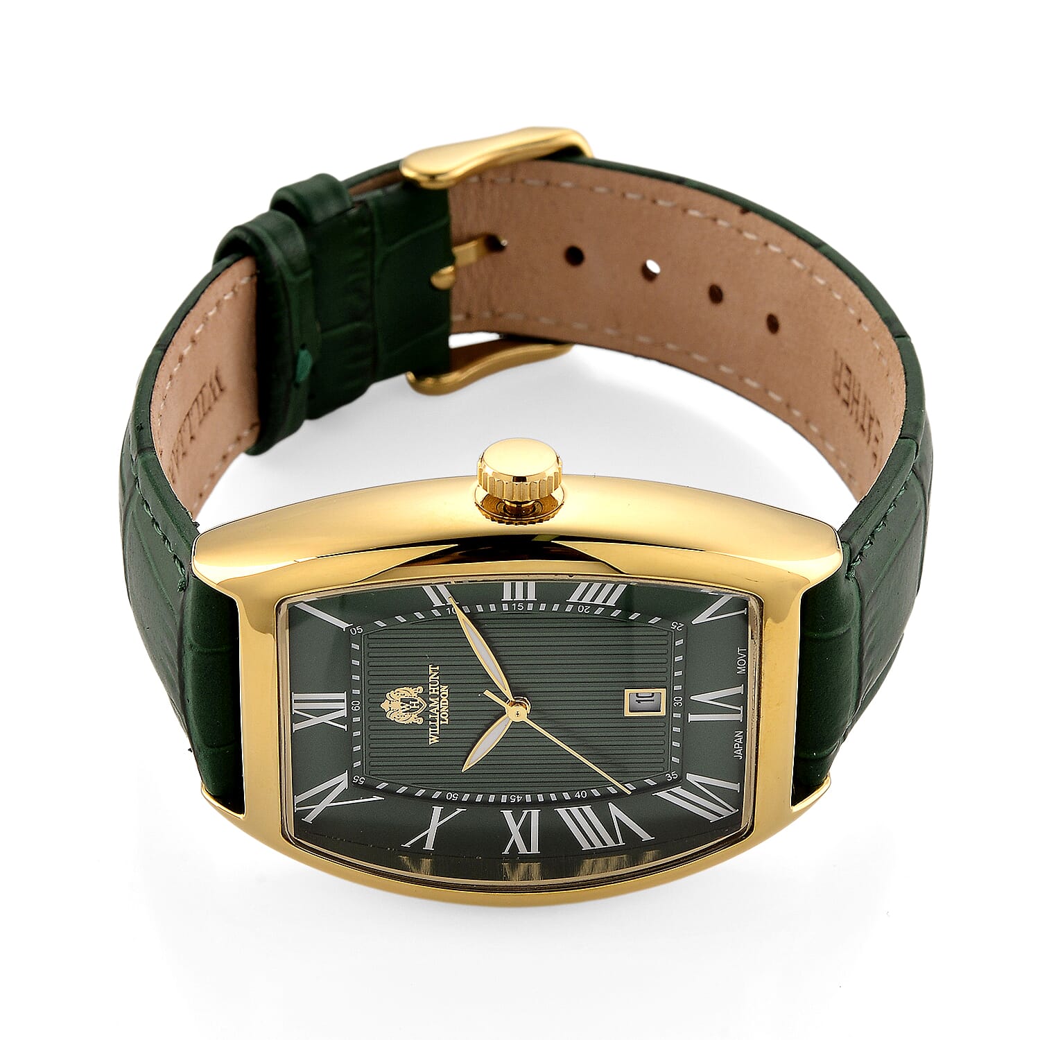 WILLIAM HUNT Limited Edition Japanese Miyota Movement 3ATM Water Resistant Watch With Genuine Leather Strap & Presentation Box - Green