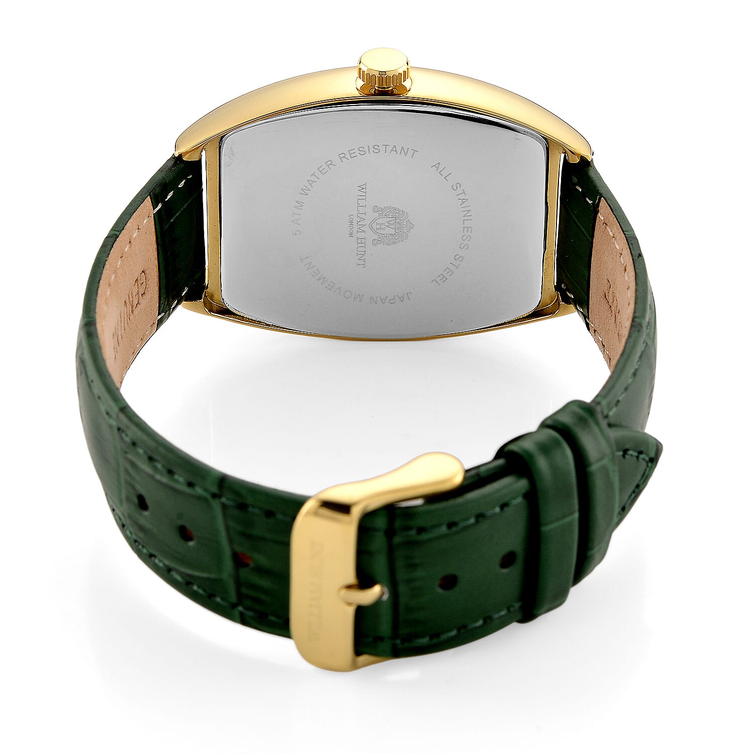 WILLIAM HUNT Limited Edition Japanese Miyota Movement 3ATM Water Resistant Watch With Genuine Leather Strap & Presentation Box - Green