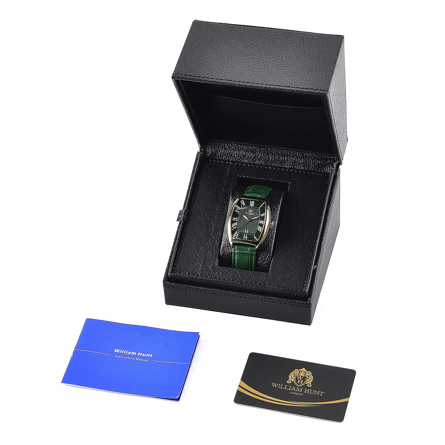WILLIAM HUNT Limited Edition Japanese Miyota Movement 3ATM Water Resistant Watch With Genuine Leather Strap & Presentation Box - Green