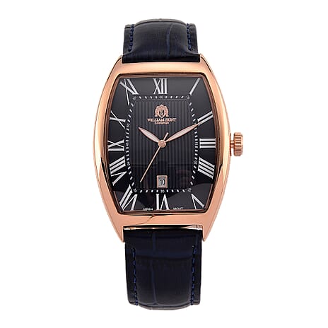 WILLIAM HUNT Limited Edition Japanese Miyota Movement 3ATM Water Resistant Watch With Genuine Leather Strap & Presentation Box - Rose