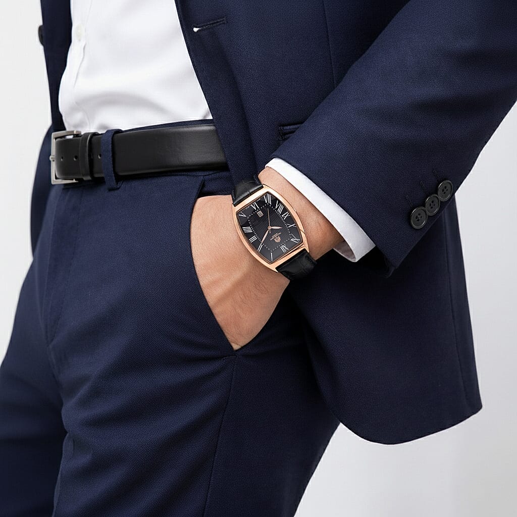 WILLIAM HUNT Limited Edition Japanese Miyota Movement 3ATM Water Resistant Watch With Genuine Leather Strap & Presentation Box - Rose