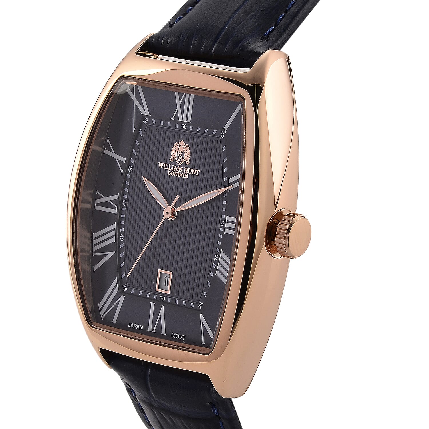 WILLIAM HUNT Limited Edition Japanese Miyota Movement 3ATM Water Resistant Watch With Genuine Leather Strap & Presentation Box - Rose