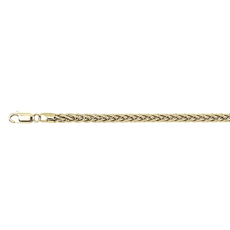 Yellow Gold Plated Sterling Silver Spiga Bracelet (Size - 8) with Lobster Clasp, Silver Wt. 8.77 Gms